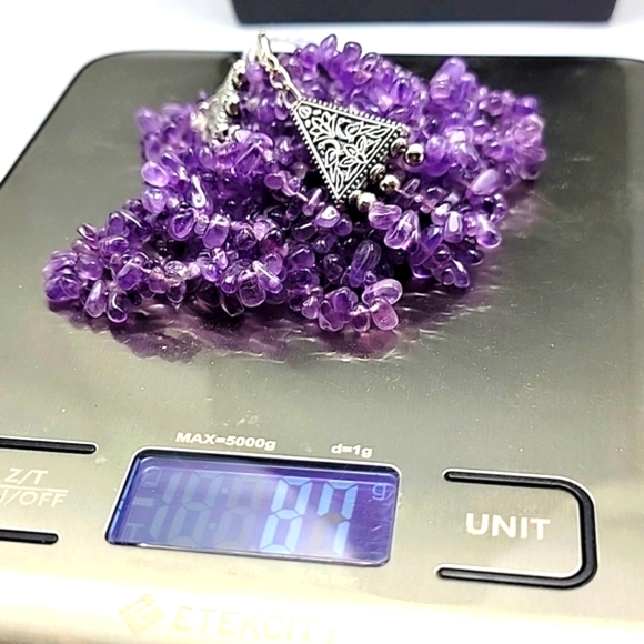 435.00 Cts Natural Untreated 3 Strand Purple Amethyst Beads Gemstone Necklace - Picture 7 of 7